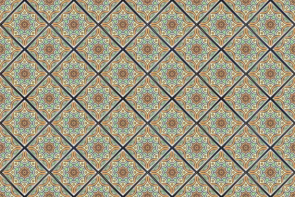 Vintage Geometric Tile Pattern Wallpaper in Warm Earth Tones Design