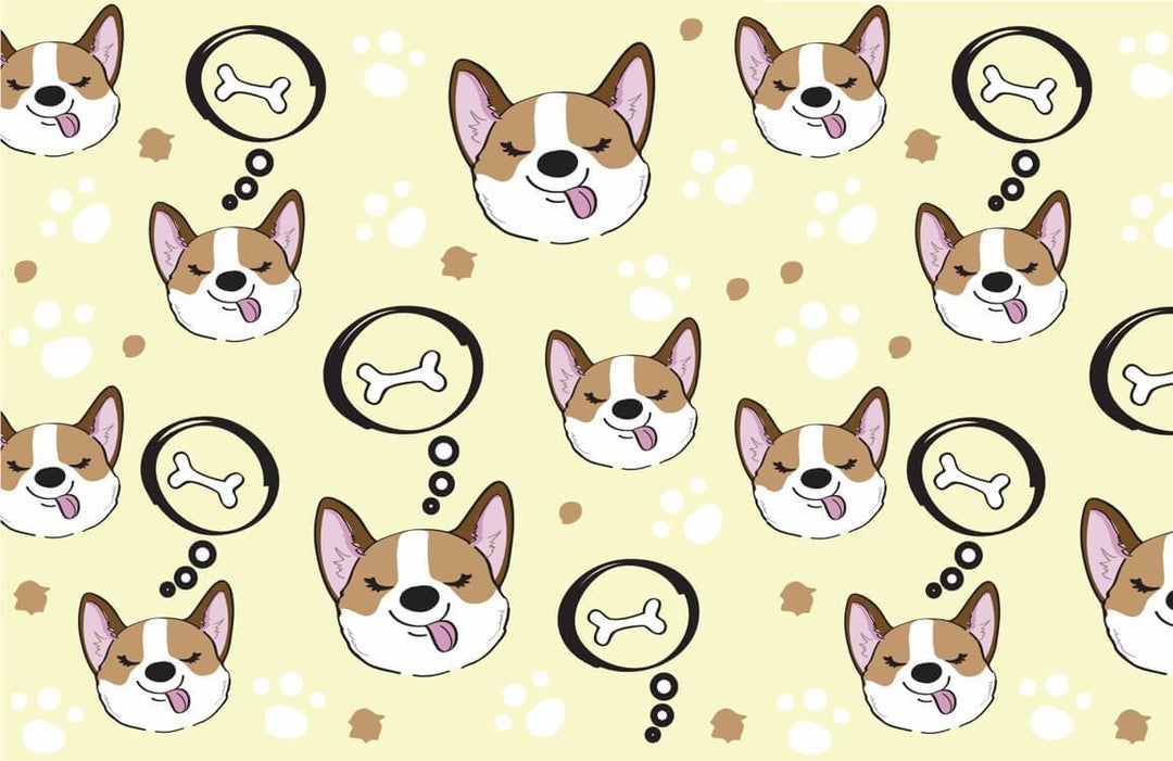 Cute Corgi Pattern Wallpaper for Playful Yellow Dog-Themed Room Decor
