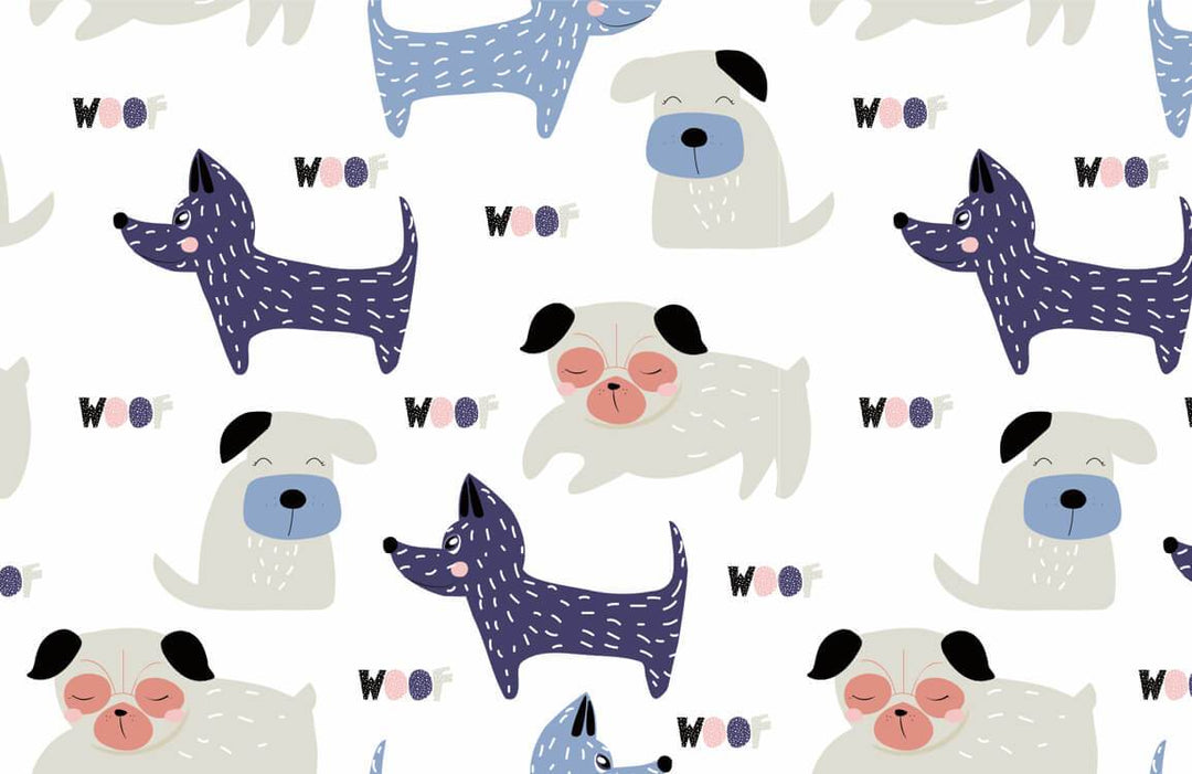 Playful Pastel Canine Patterned Wallpaper for Stylish Kids' Rooms Decor