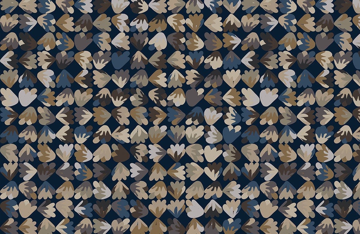 Rustic Heart Leaves Pattern Wallpaper in Earthy Tones for Cosy Interiors