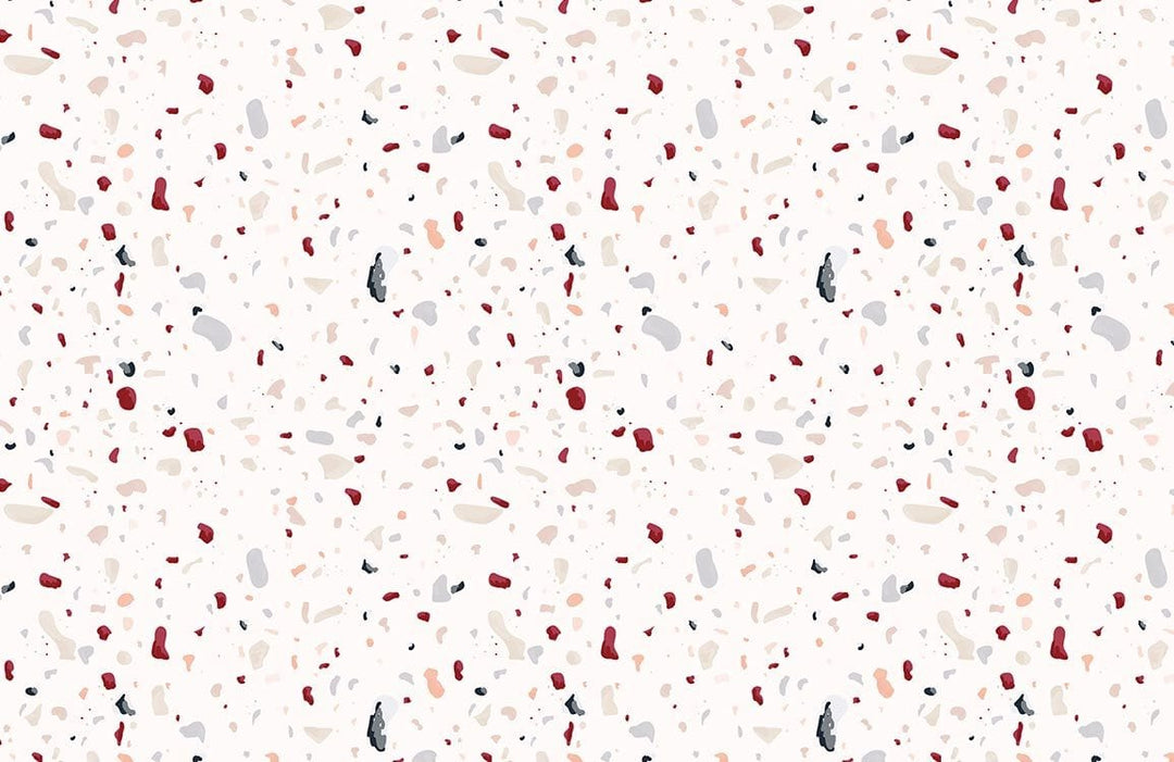 Modern Terrazzo Pattern Wallpaper in Cream and Red Speckled Design