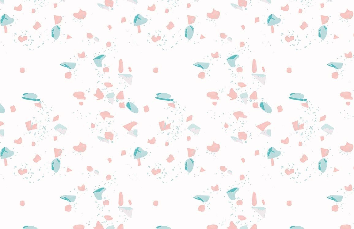 Pastel Abstract Terrazzo Pattern Wallpaper - Modern Pink and Blue Design