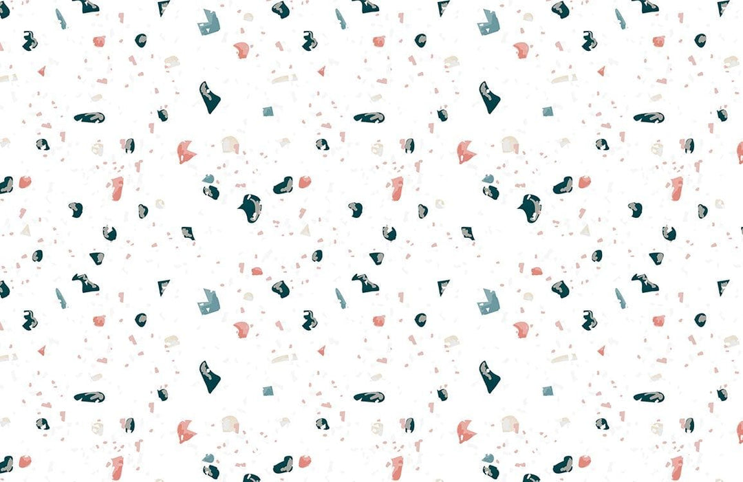 Contemporary Terrazzo Pattern Wallpaper in Soft Pink and Teal Accents