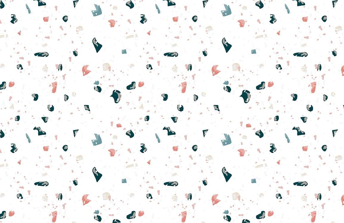 Contemporary Terrazzo Pattern Wallpaper in Soft Pink and Teal Accents