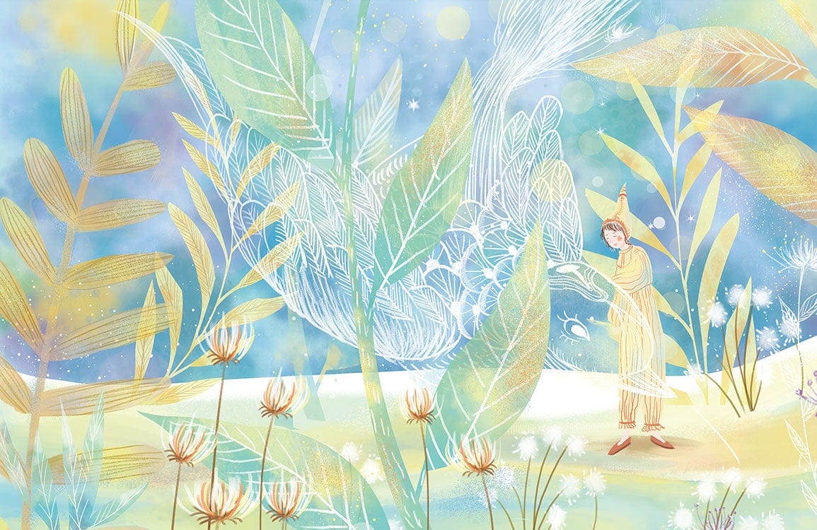 Whimsical Dreamscape Pastel Forest Mural Wallpaper with Enchanted Nature Design