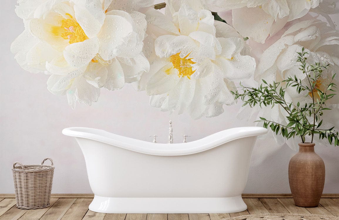 dreamy peony blossom wallpaper mural bathroom decor