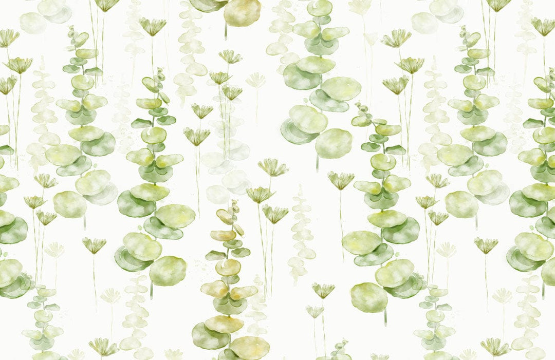 Tranquil Greenery Watercolour Eucalyptus Botanical Pattern Wallpaper for Serene Spaces