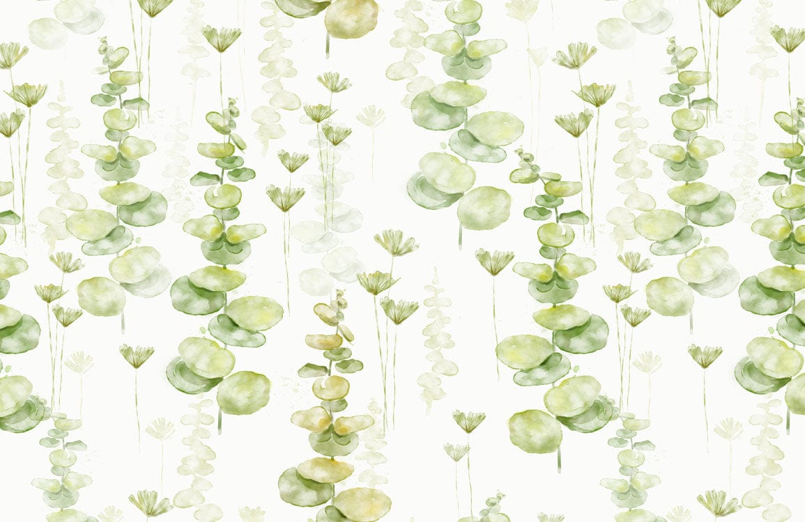 Tranquil Greenery Watercolour Eucalyptus Botanical Pattern Wallpaper for Serene Spaces