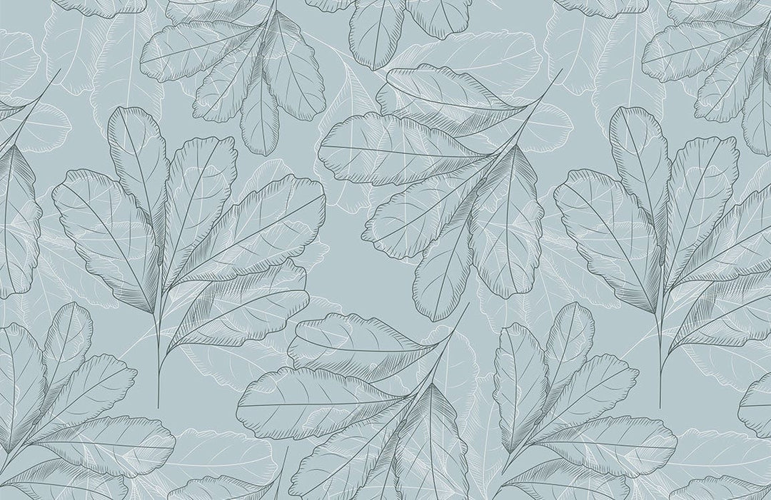 Botanical Leaf Pattern Wallpaper: Elegant Grey Foliage Design for Stylish Interiors