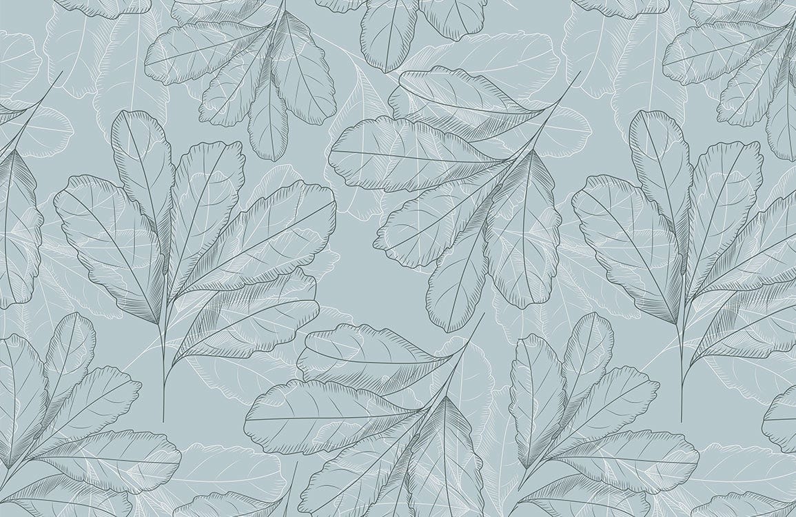 Botanical Leaf Pattern Wallpaper: Elegant Grey Foliage Design for Stylish Interiors