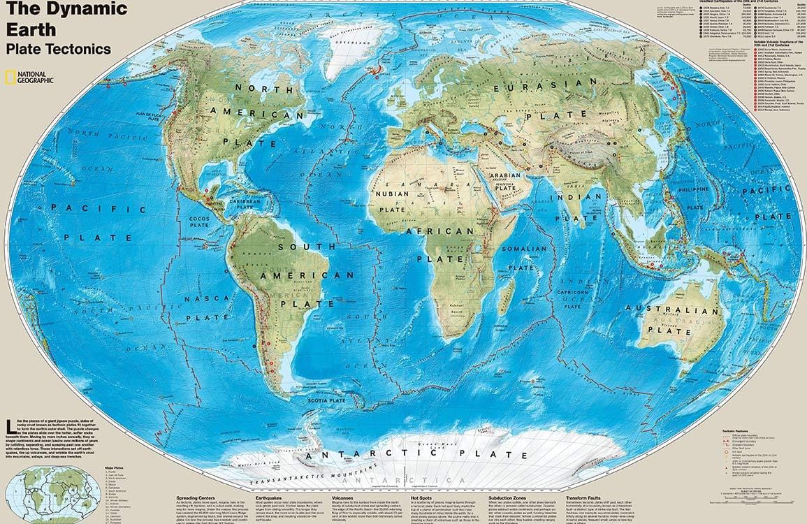 Vintage World Map Mural Wallpaper in Blue and Cream Tones