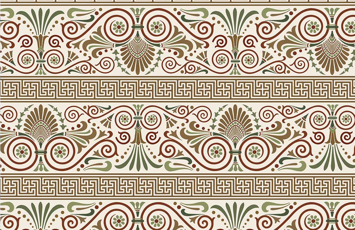 Vintage Ornate Geometric Wallpaper in Earthy Tones - Elegant Classic Design