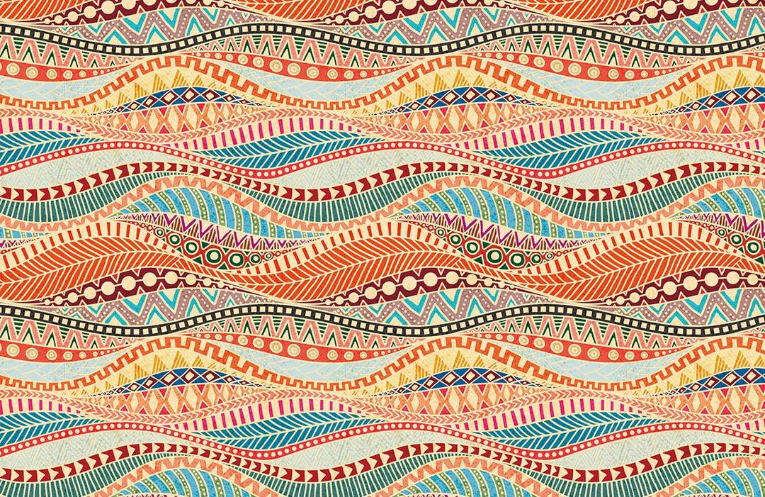 Vibrant Tribal Bohemian Multicolour Patterned Wallpaper for Artistic Interiors