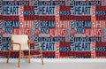 Letter Embroidery Wallpaper Mural