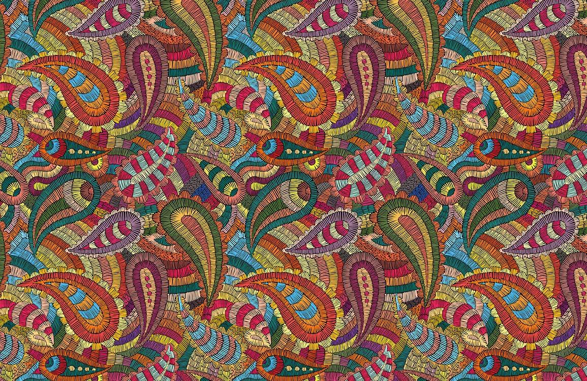 Embroidery Pattern Wallpaper Mural