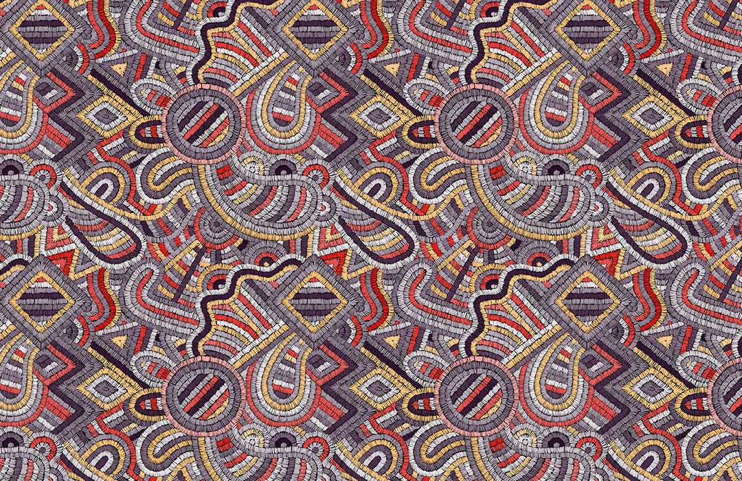 Multicoloured Geometric Mosaic Pattern Wallpaper in Vibrant Tribal Style Design