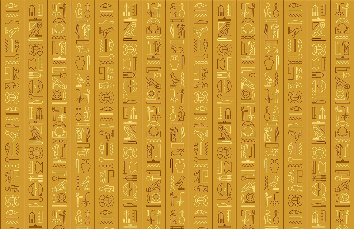 Ancient Egyptian Gold Hieroglyphics Pattern Mural Wallpaper for Elegant Décor
