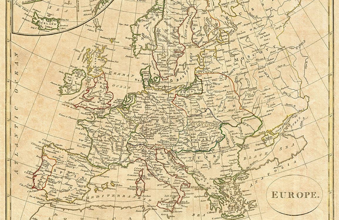 Vintage European Map Mural Wallpaper - Antique Style Beige Decor