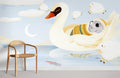 Swan Bed Wallpaper Mural