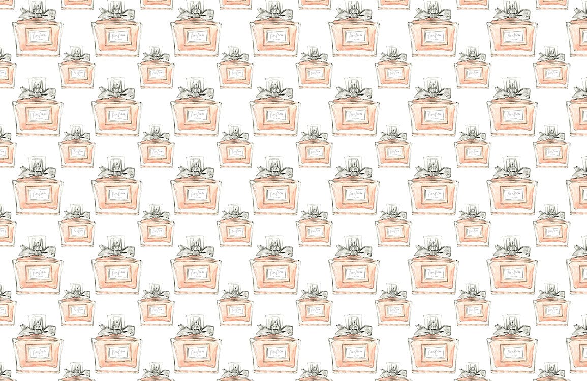 Vintage Perfume Bottle Pattern Wallpaper - Chic Pastel Vintage Décor Design