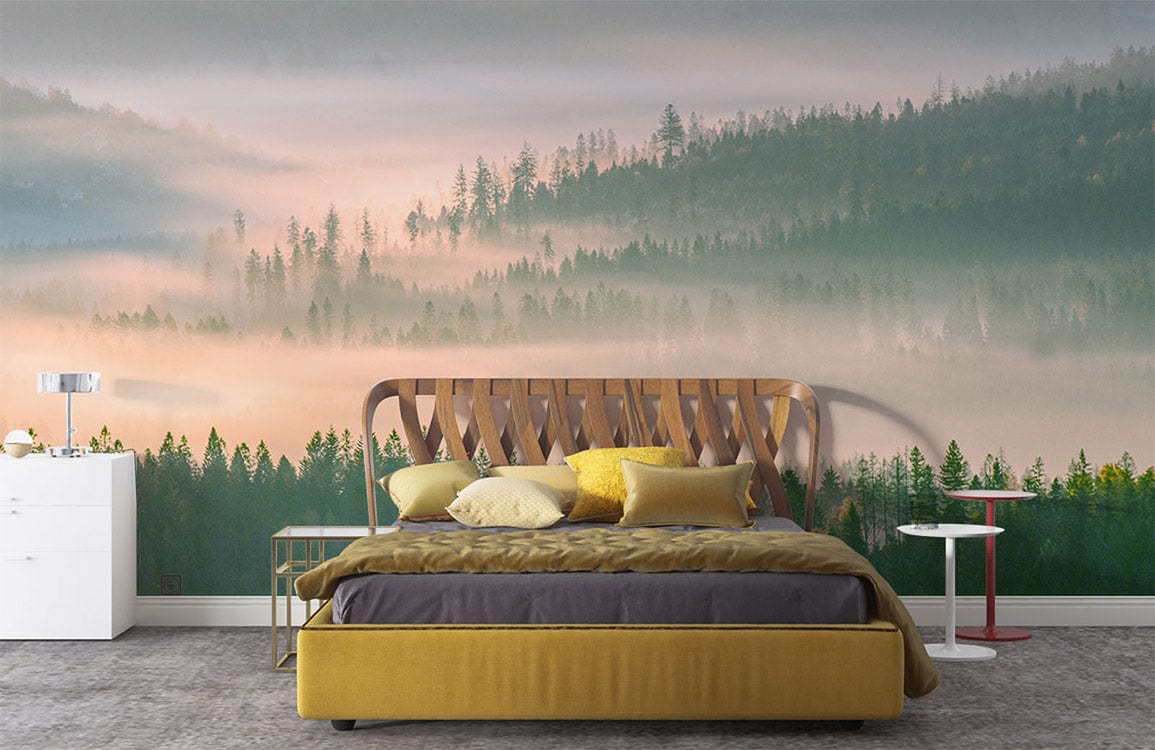 Foggy Forest Overlook Wallpaper Mural