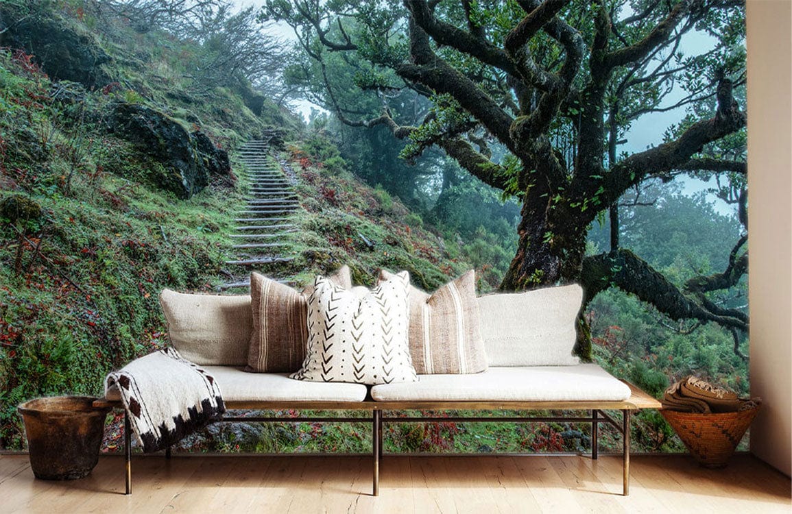 Wallpaper Mural for the Living Room Decor Featuring a Steep Trail on a Hill