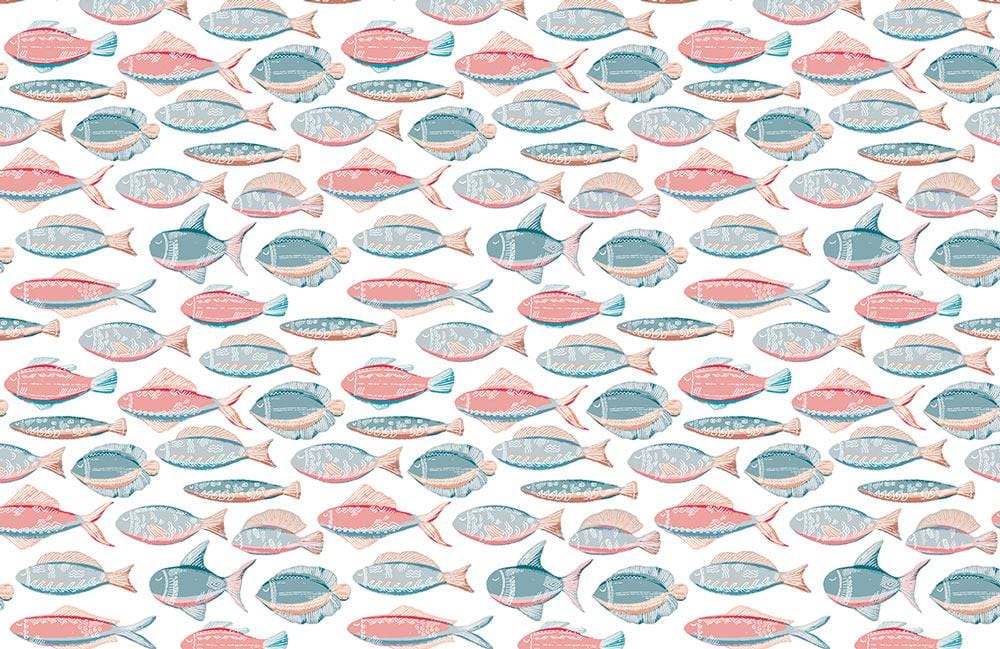 Coastal Coloured Fish Pattern Wallpaper for Nautical Themed Interiors