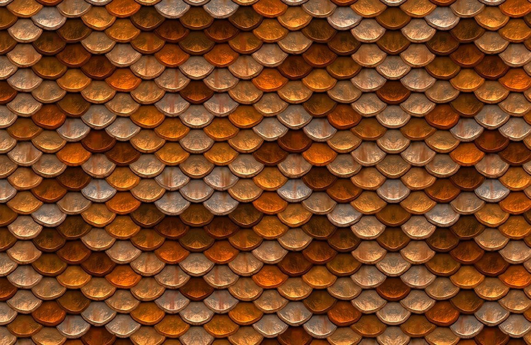 Rustic Copper and Bronze Scales Pattern Wallpaper for Unique Textured Walls
