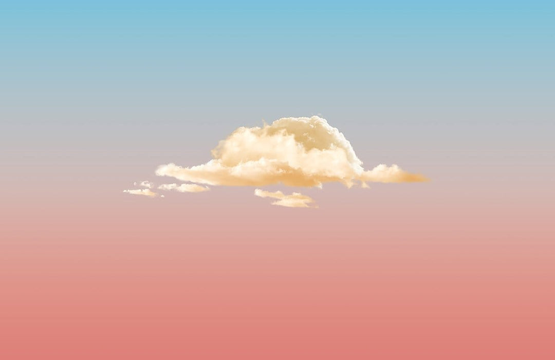 Dreamy Sunset Cloudscape Mural Wallpaper in Soft Pastel Ombre Tones