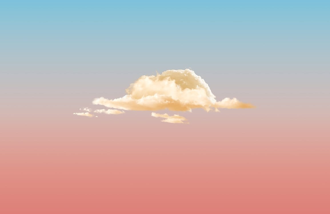 Dreamy Sunset Cloudscape Mural Wallpaper in Soft Pastel Ombre Tones