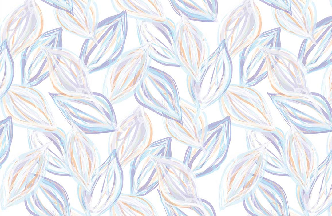Elegant Pastel Leaf Pattern Wallpaper - Modern Blue and Neutral Design