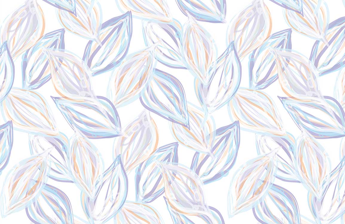Elegant Pastel Leaf Pattern Wallpaper - Modern Blue and Neutral Design