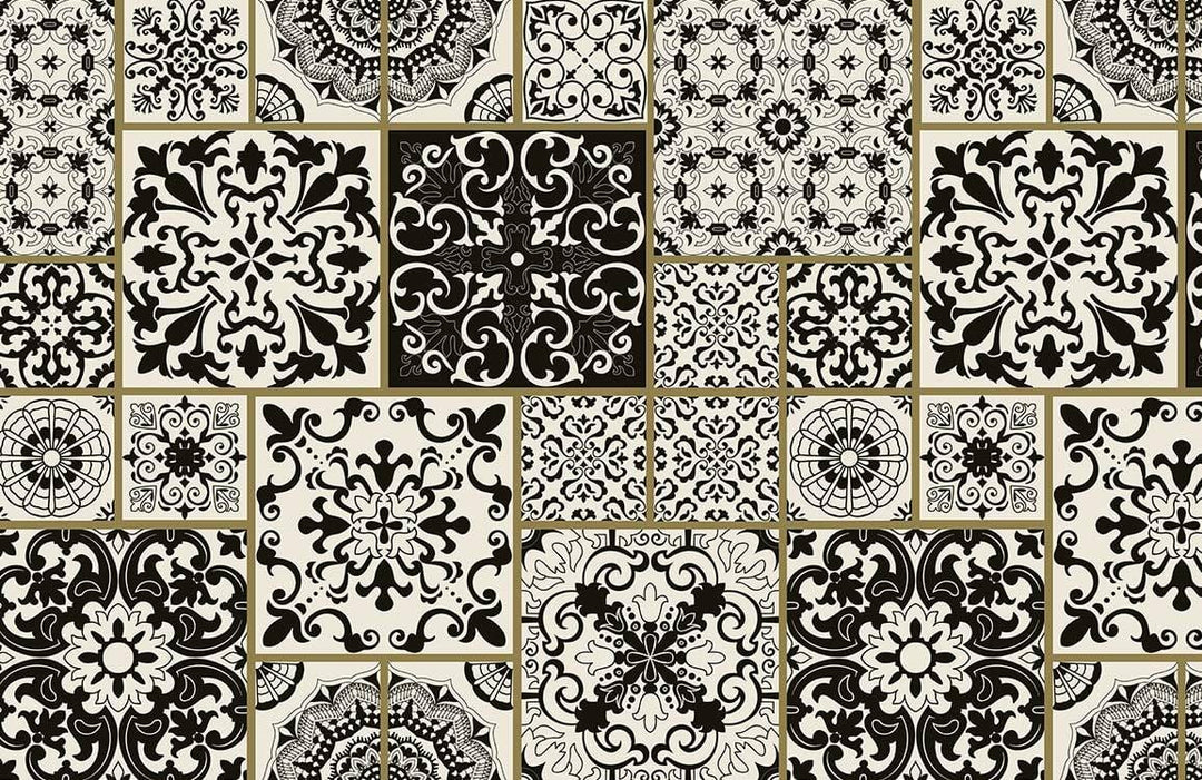 Elegant Monochrome Moroccan Tile Pattern Wallpaper for Stylish Interiors UK