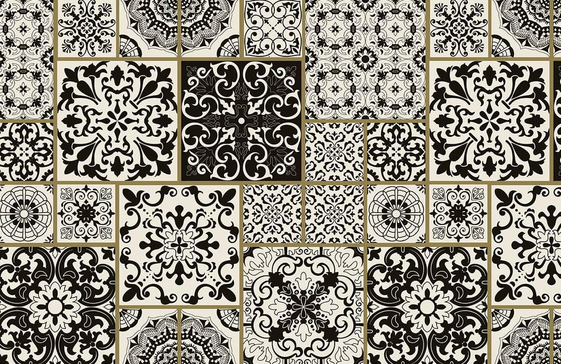 Elegant Monochrome Moroccan Tile Pattern Wallpaper for Stylish Interiors UK