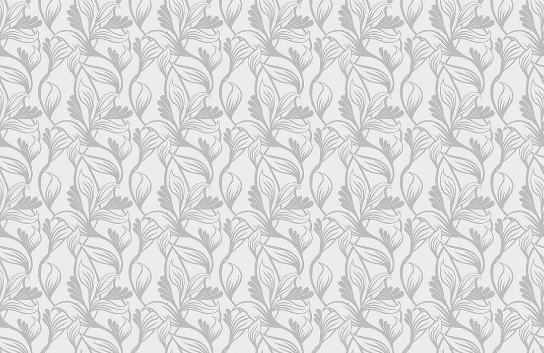 Elegant Grey Botanical Leaf Pattern Wallpaper for Stylish Interior Design