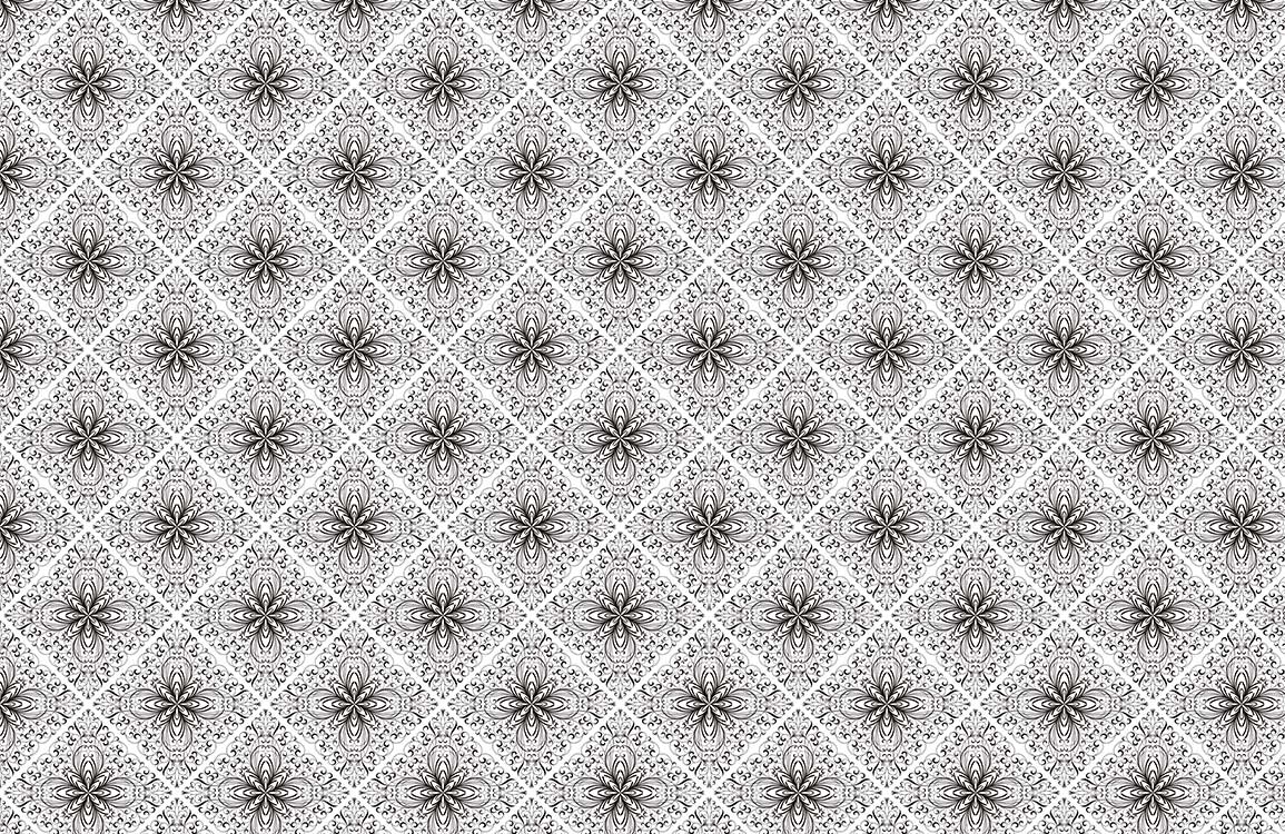 Vintage Victorian Floral Damask Wallpaper in Black and White Elegant Design