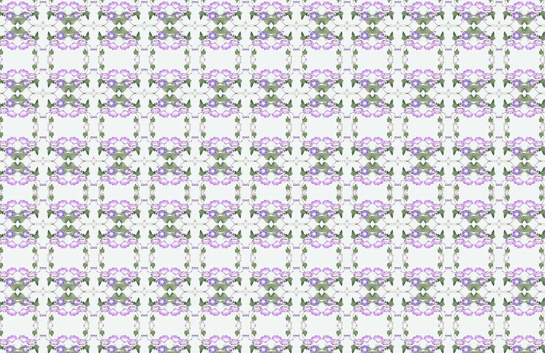 Elegant Lilac and Green Floral Pattern Wallpaper for Modern Interiors