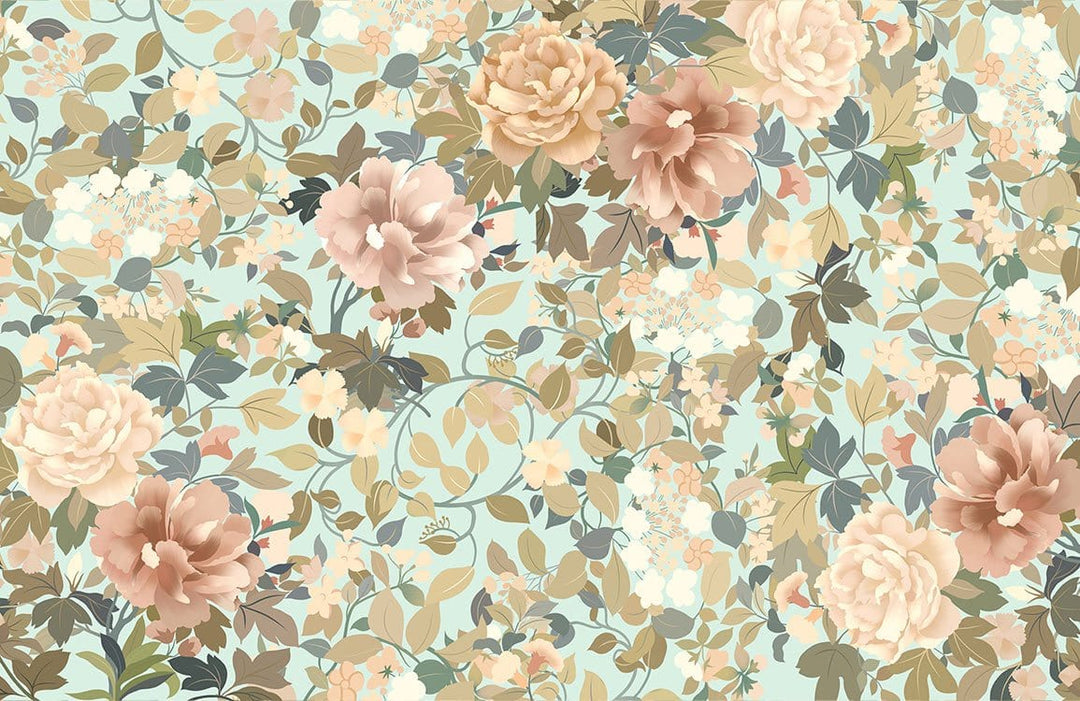Vintage Floral Elegance: Soft Pastel Garden Blooms Wallpaper for Chic Interiors