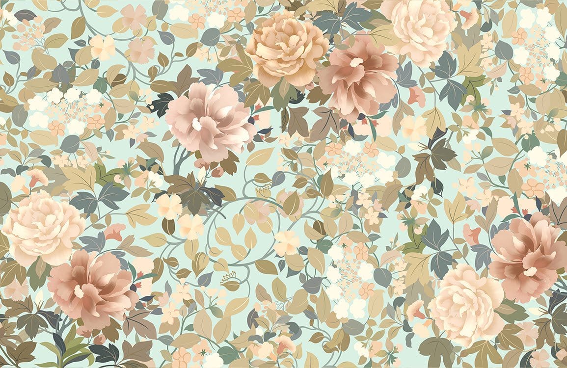Vintage Floral Elegance: Soft Pastel Garden Blooms Wallpaper for Chic Interiors