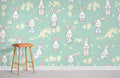 Flower & Bunny Wallpaper Mural