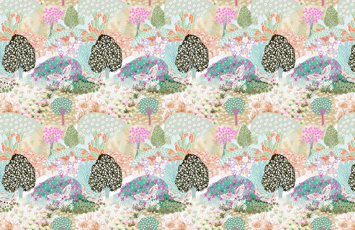 Flower Filled Hills ll Wallpaper Mural
