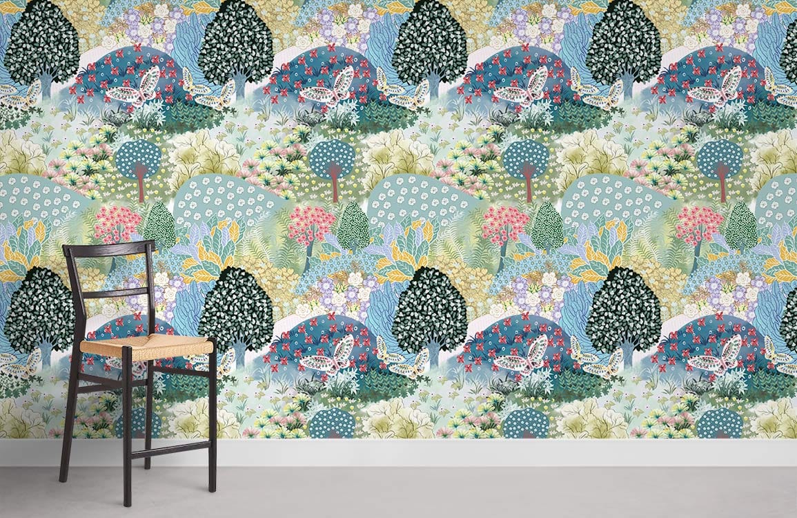 Flower Filled Hills Wallpaper Mural Room