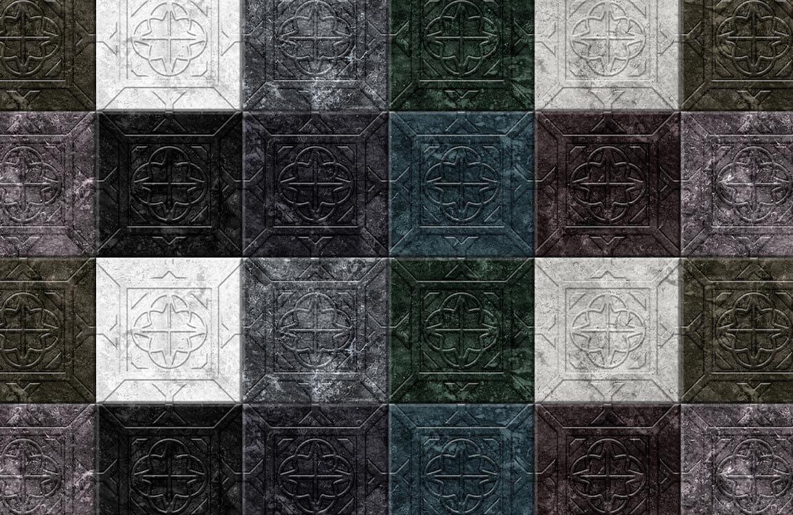 Flower Pattern Marble Wallpaper Mural