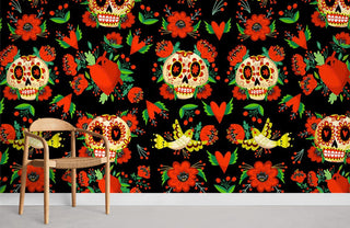 Flower & Skeleton Wallpaper Mural