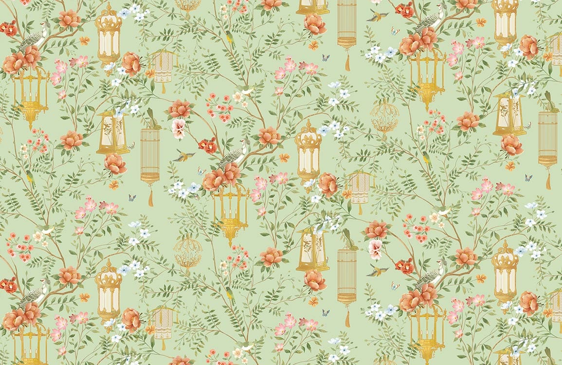 Flowers & Birdcage II Wallpaper Mural