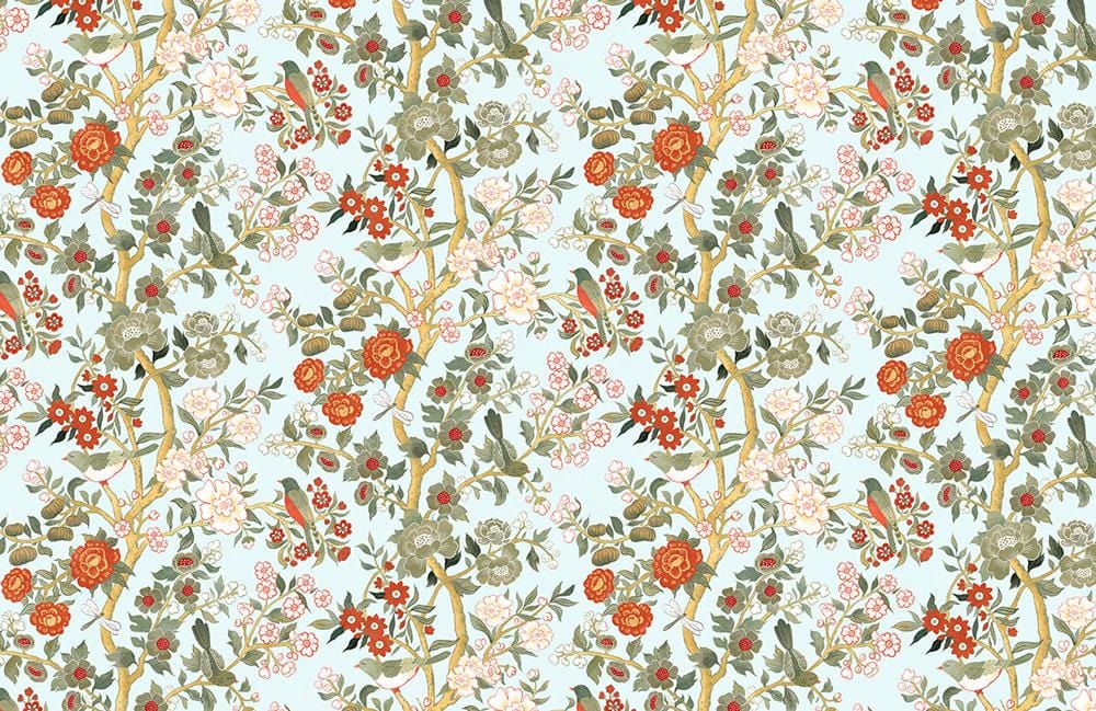 Vintage Floral Garden Wallpaper: Elegant Red, Green and Cream Botanical Design