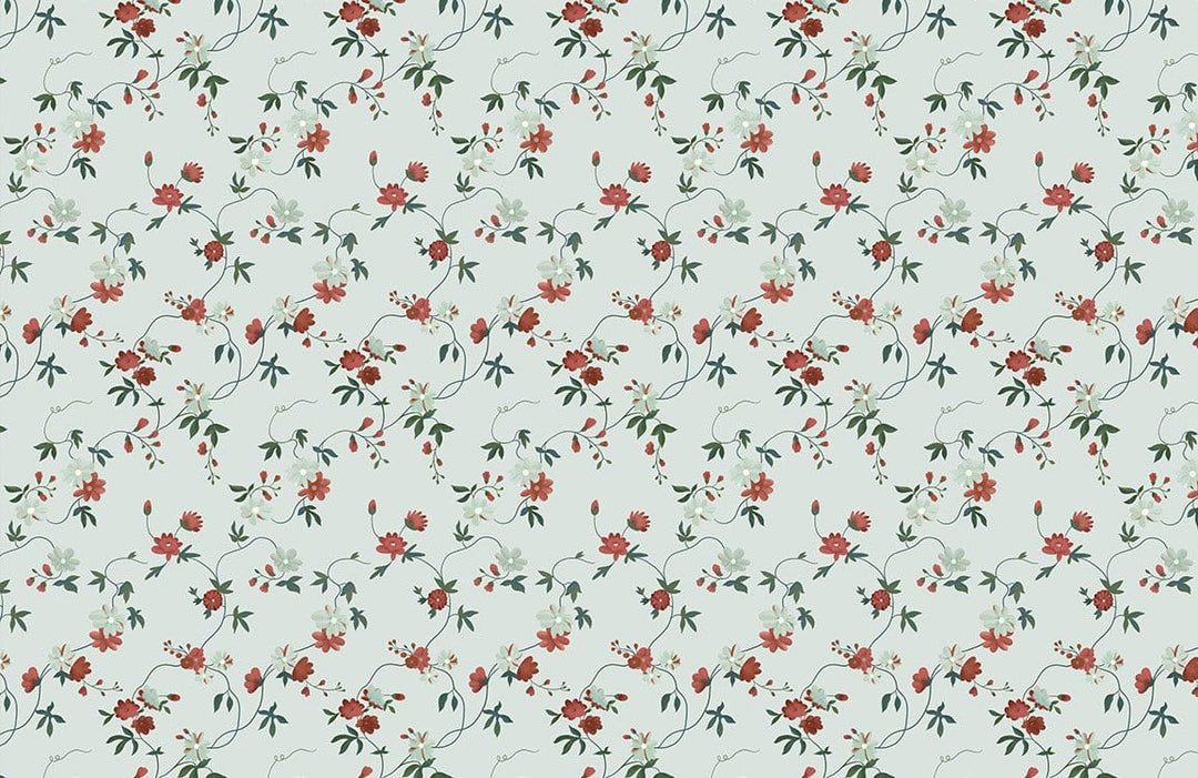 Cherry Blossom Elegance: Vintage Floral Green Wallpaper for Timeless Home Decor