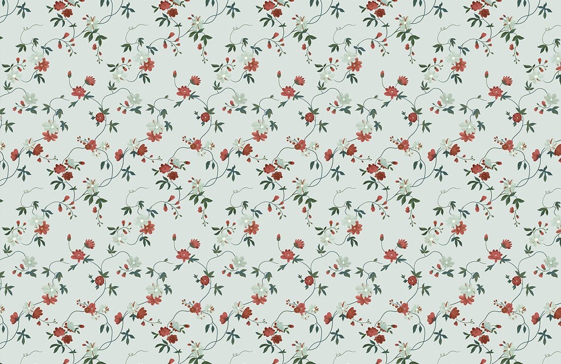 Cherry Blossom Elegance: Vintage Floral Green Wallpaper for Timeless Home Decor