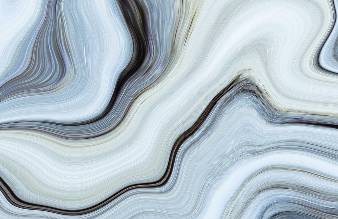 Marble-Inspired Abstract Blue and Grey Swirl Pattern Mural Wallpaper Design