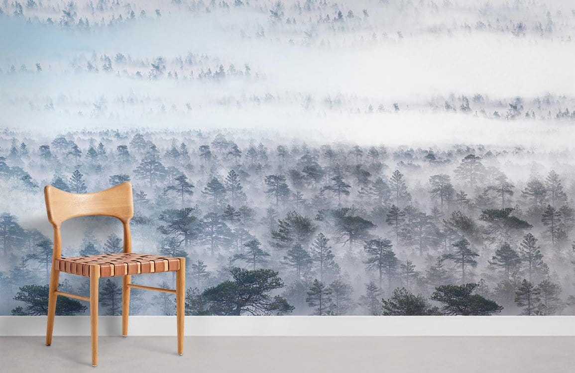 Foggy Forest Wallpaper Mural Room